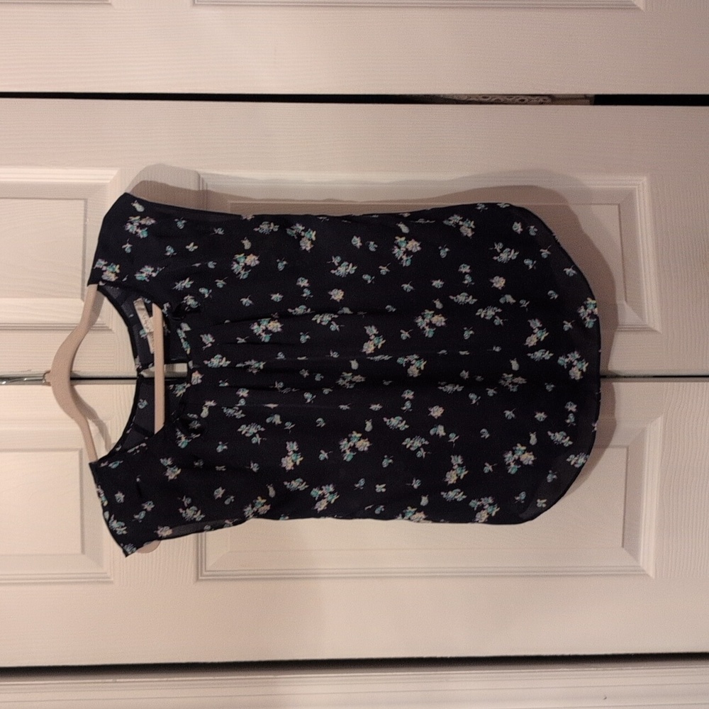 LC Lauren Conrad Floral Black Top